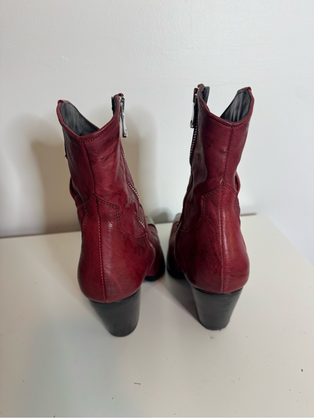 Free People Brayden Western Boots burgundy 38 Brandywine - Picture 7 of 11